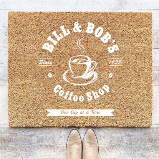 Discover Bill And Bob'S Coffee Shop Aa Recovery Gift Coir Doormats