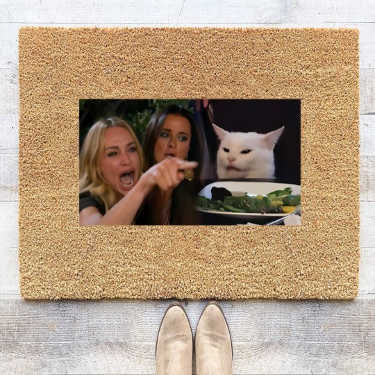 Discover Woman Yelling at a Cat - Meme - Coir Doormats