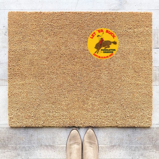 Discover Vintage Rodeo Let Er Buck Pendleton Oregon1925 00463 Coir Doormats