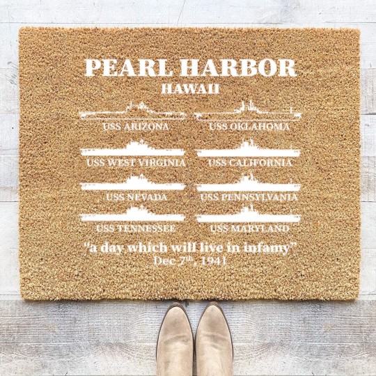 Discover Pearl Harbor Memorial Day Battleships USA Patrio Coir Doormats