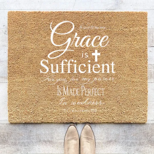 Discover my grace is sufficient power in weakness 2 corinthians 12 9 t Coir Doormats