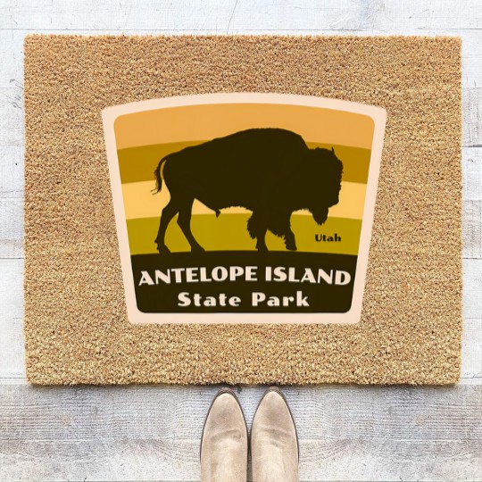 Discover antelope island state park utah bison herd souvenir Coir Doormats