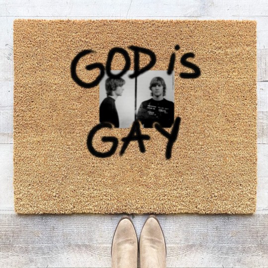 Discover God Is Gay Kurt Cobain Sticker Coir Doormats