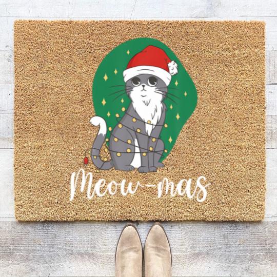 Discover Meow-Mas Cat Christmas Kitten Animal Christmas Tre Coir Doormats