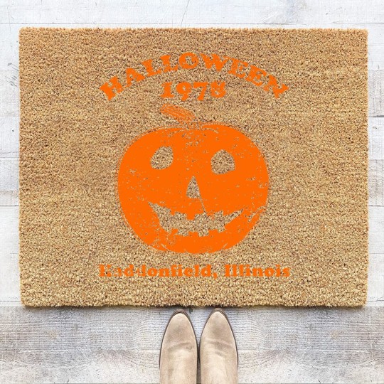 Discover Halloween 1978 holiday spooky gift myers pumpkin haddonfield Coir Doormats