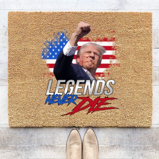 Discover Trump Legends Never Die Dark Coir Doormats, Trump Fight 2024 Coir Doormats