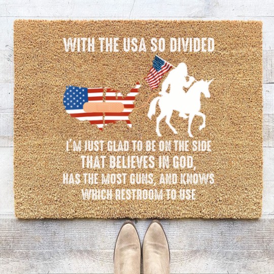 Discover with the usa so divided i'm just glad to be on the side Coir Doormats