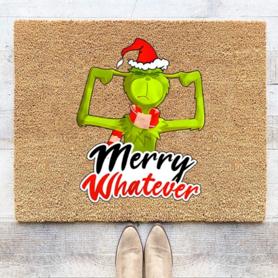 Discover The funny character Merry Whatever Coir Doormats