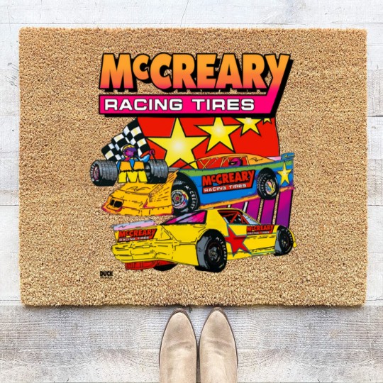 Discover Vintage 1990s McCreary Racing Tire Neon Coir Doormats