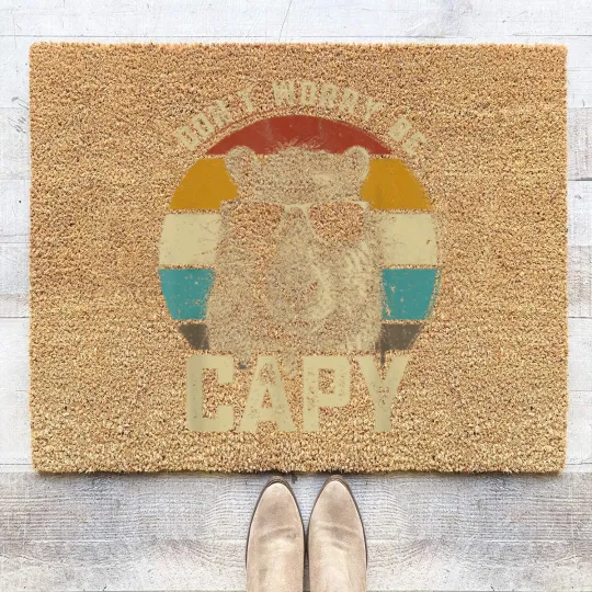 Discover Capybara Dont Be Worry Be Capy funny animal Capybara Lover Coir Doormats