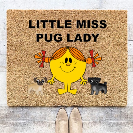 Discover Little Miss Pug Lady Cute Design Coir Doormats