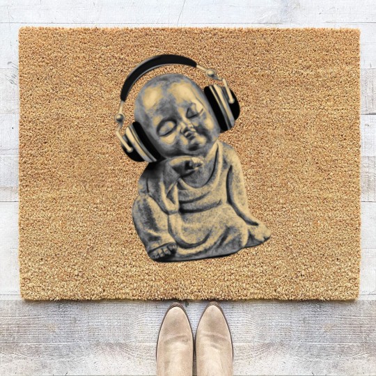 Discover Buddha Headphones Coir Doormats Buddhist Monk DJ Coir Doormats