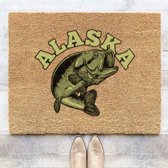 Discover Alaska USA State Travel Souvenir Funny Fishing Coir Doormats