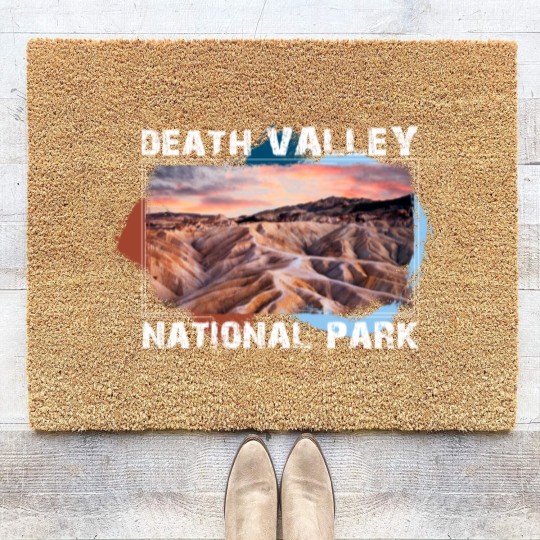 Discover Death Valley National Park Coir Doormats with Sunset Scene