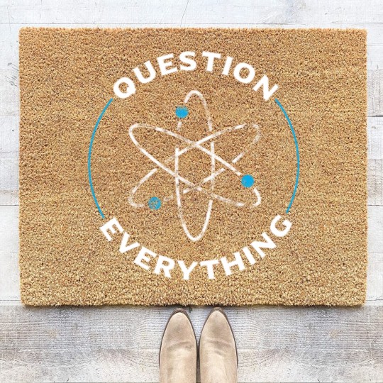 Discover Question everything atom - atheism - atheist Coir Doormats