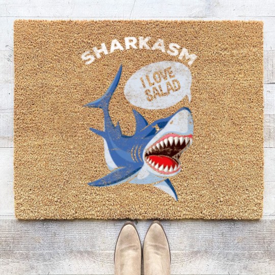 Discover Sarcastic Shark Humor Meat Lover Marine Biology Coir Doormats