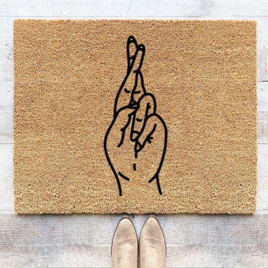 Discover Hand Fingers Crossed Coir Doormats