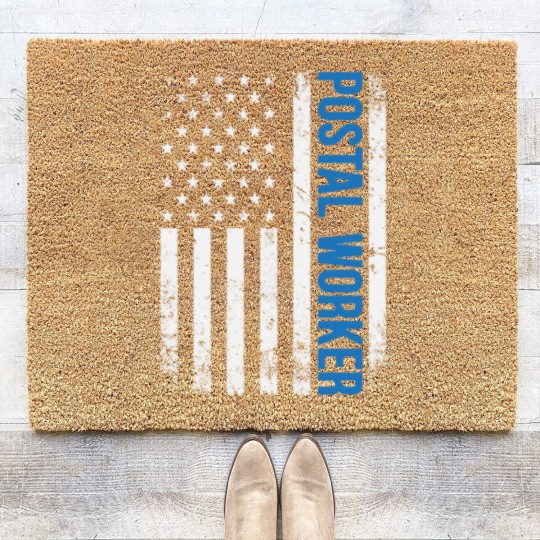 Discover American Postal Worker USA Flag 4th of July Coir Doormats