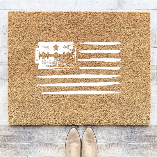 Discover USA flag Lines of coke cocaine and razor blade gig Coir Doormats