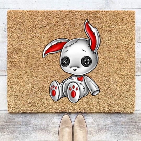 Discover Goth Bunny Cute Gothic White Bunny Coir Doormats