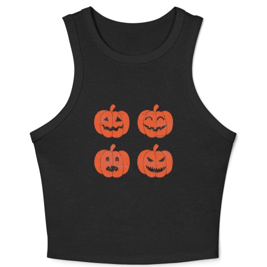 Discover Vintage Look Jack-O-Lantern Pumpkin Halloween Crop Tank Top
