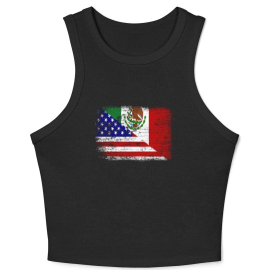 Discover Vintage Mexican American Flag Crop Tank Top