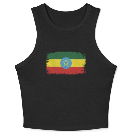 Discover Distressed Ethiopia Flag Design Crop Tank Top