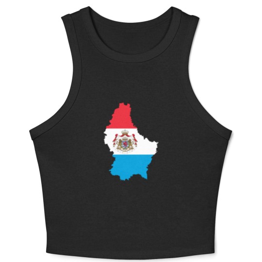 Discover Luxembourg Map Flag With Stroke And Coat Of Arms Crop Tank Top