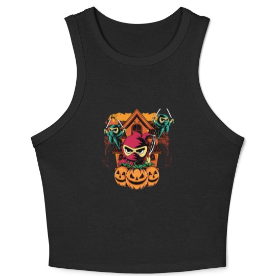 Discover Halloween Ninja Costume Pumpkin Cute Ninja Kids Crop Tank Top