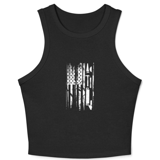 Discover American Flag Woodworking Crop Tank Top