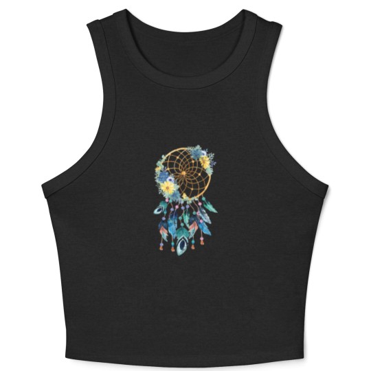 Discover Hippie Dream Catcher Boho Dreamcatche Crop Tank Top