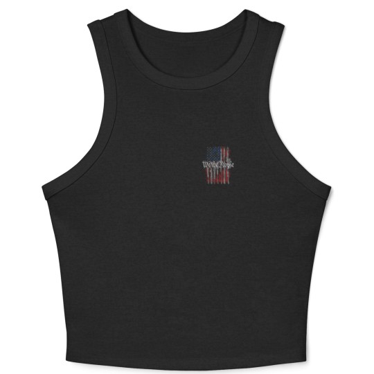 Discover Defending Freedom Collection We The People American Flag Short Sleeve Crop Tank Top-Black-XL