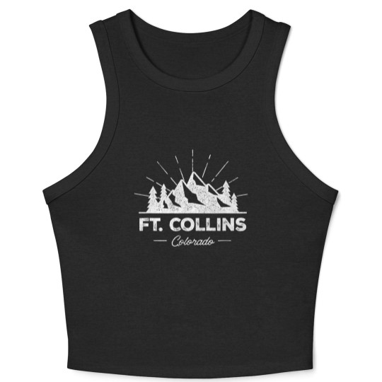 Discover Ft Fort Collins Colorado CO Crop Tank Top Vintage Hiking Retro Crop Tank Top