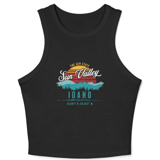 Discover Retro Sun Valley Idaho Vintage Mountains Sun Souve Crop Tank Top