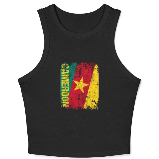 Discover Cameroon Flag Vintage Distressed Crop Tank Top