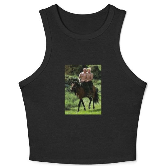 Discover Trump Putin Meme Crop Tank Top Russian Putin Riding A Horse With Donald Trump Meme