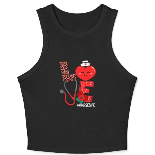 Discover Love Heart Stethoscope Nurse Life Valentine Day 2022 Women Crop Tank Top