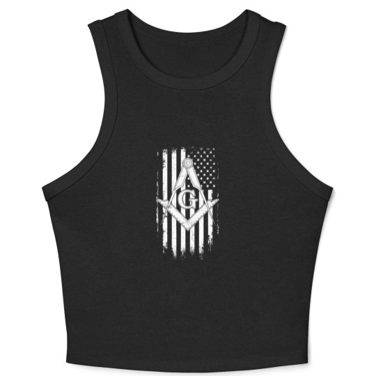 Discover Masonic American Flag Square And Compass Freemason Crop Tank Top
