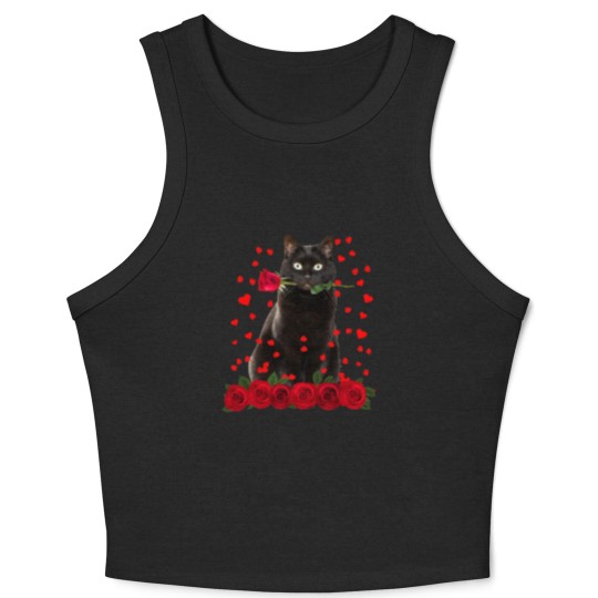 Discover Black Cat Valentines Day Teenager Crop Tank Top