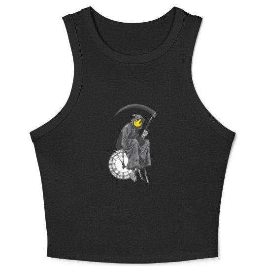 Discover banksy grim reaper clock Crop Tank Top
