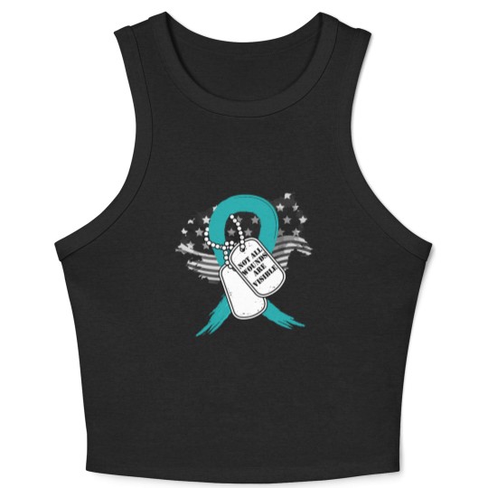 Discover Not all wounds are visible PTSD Awareness 22 Vete Crop Tank Top