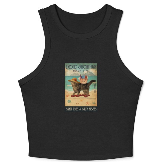 Discover Beach Life Sandy Toes Exotic Shorthair cat gift Crop Tank Top