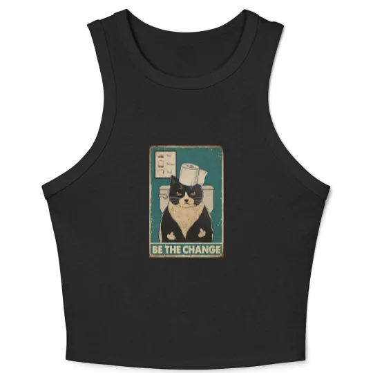 Discover Be The Change Tuxedo Cat kitten quotes gift Crop Tank Top