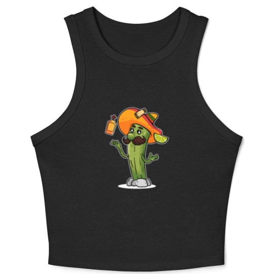 Discover Funny Mexican Cactus Juggles Tequila Cinco de Crop Tank Top
