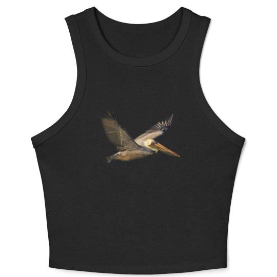 Discover Brown Pelican In Flight Crop Tank Top