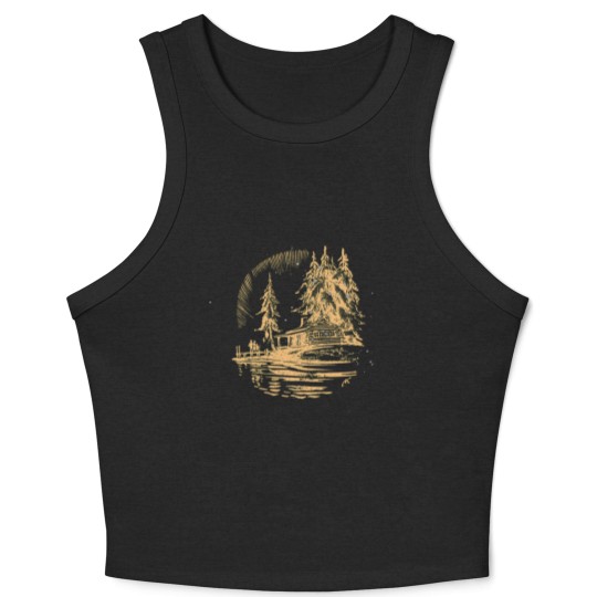 Discover cabin by lake vintage Crop Tank Top