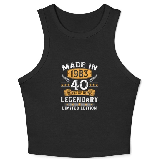 Discover Made In 1983 40 Years Old Gifts 40th Birthday Crop Tank Top