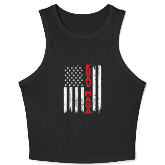 Discover Krav Maga Self Defense USA American Flag Fighter Crop Tank Top