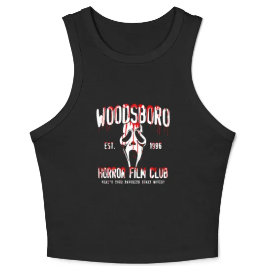 Discover Horror Ghost Face Crop Tank Top, Woodsboro Horror Film Club
