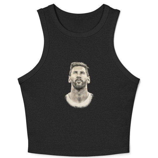 Discover Lionel Messi face Argentina Mens cotton Crop Tank Top Qatar 2022